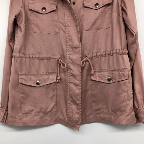 Design Lab Dusty Rose Casual Lightweight Military Safari Anorak Utility Hoodie S - Picture 5 of 16